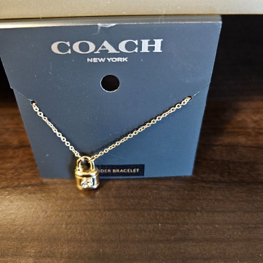 Coach Metal Lock Slider Bracelet Gold/SIlver - NWT - Picture 4 of 5